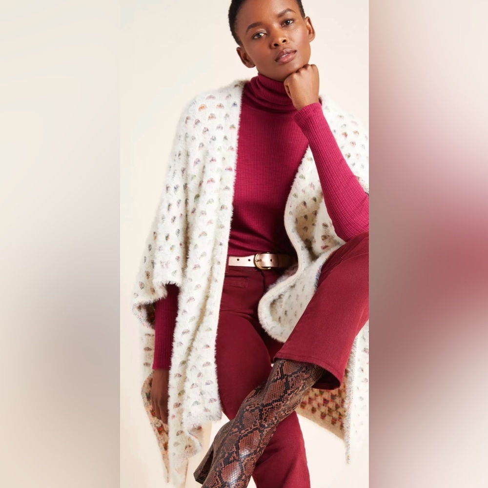 Anthropologie Akemi + Kin Aurora Eyelash wrap kimono multi color one size EUC